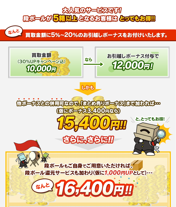 ダンボール3箱以上になるお客様はとってもお得!