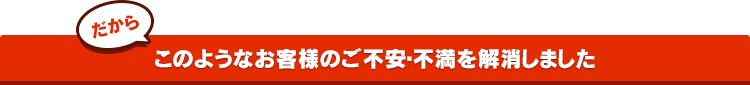 このようなお客様のご不安・不満を解消しました